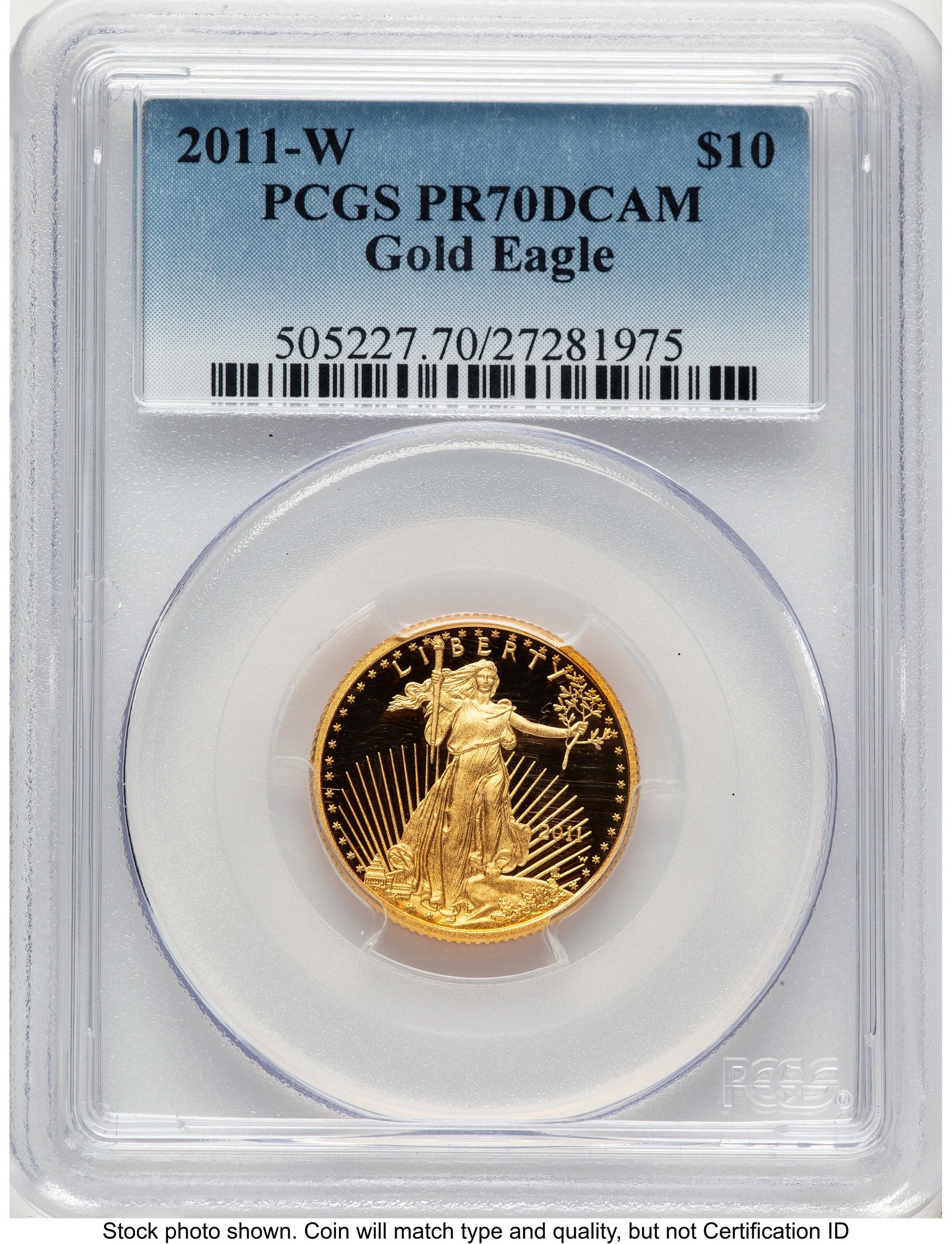 2011-W Proof Gold Eagle 1/4 oz Blue Gradient PCGS PR70