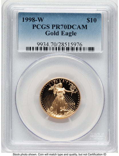 1998-W Proof Gold Eagle 1/4 oz Blue Gradient PCGS PR70
