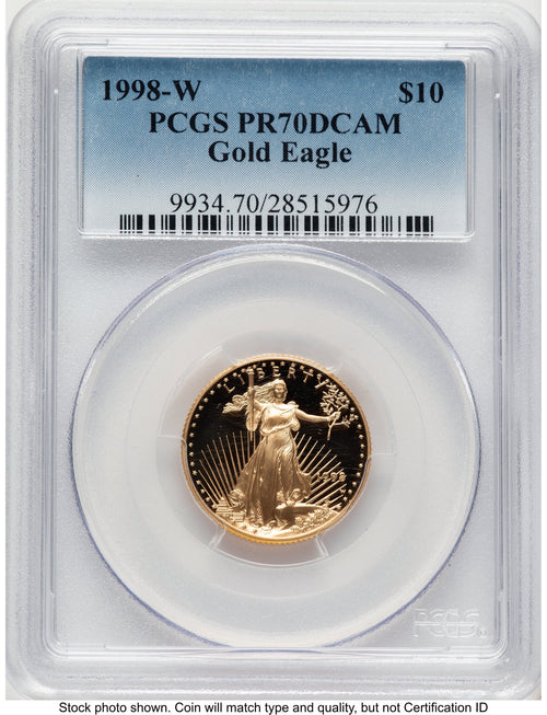 1998-W Proof Gold Eagle 1/4 oz Blue Gradient PCGS PR70