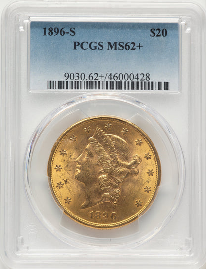1896-S $20 Liberty Double Eagle PCGS MS62+