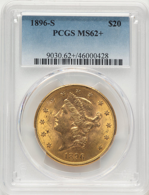 1896-S $20 Liberty Double Eagle PCGS MS62+