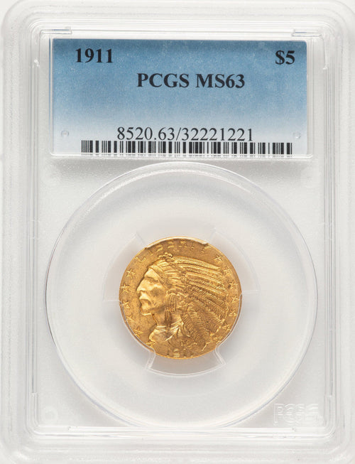1911 $5 Indian Half Eagle PCGS MS63