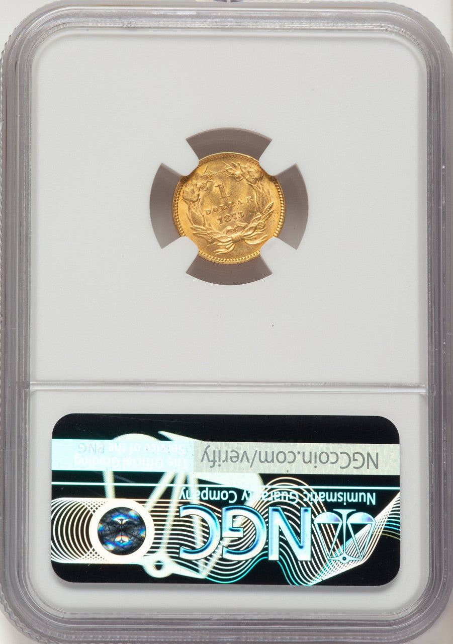 1873 G$1 OPEN 3 Gold Dollar NGC MS63