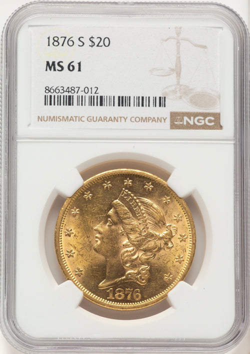 1876-S $20 Liberty Double Eagle NGC MS61