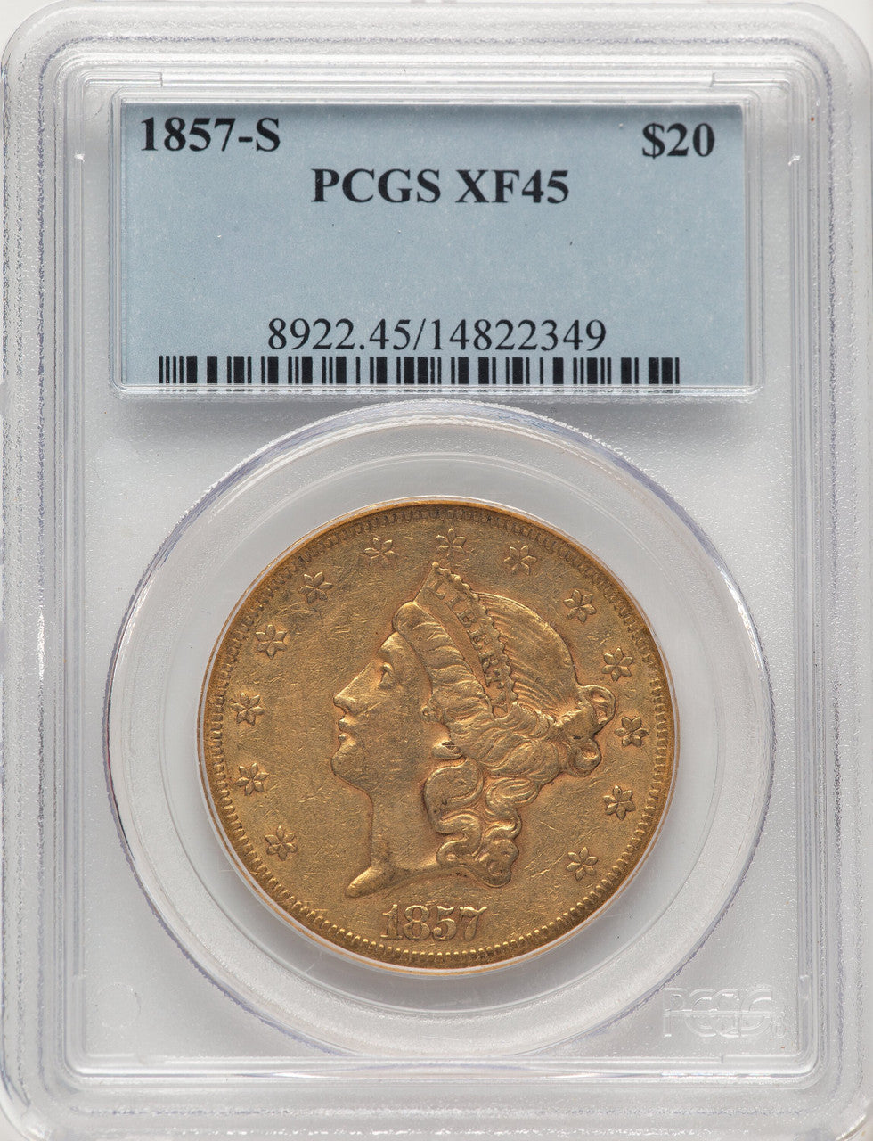 1857-S $20 Liberty Double Eagle PCGS XF45 (507550015)