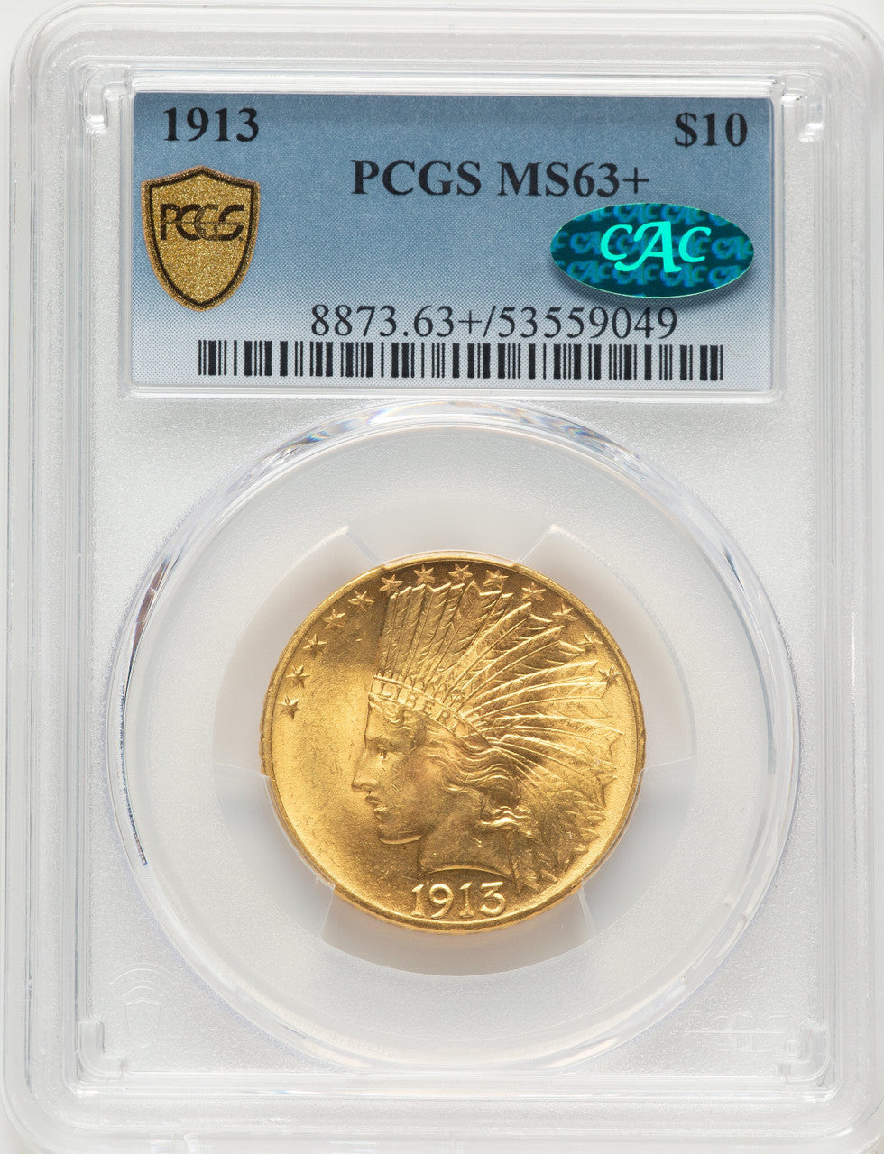 1913 $10 CAC Indian Eagle PCGS MS63+