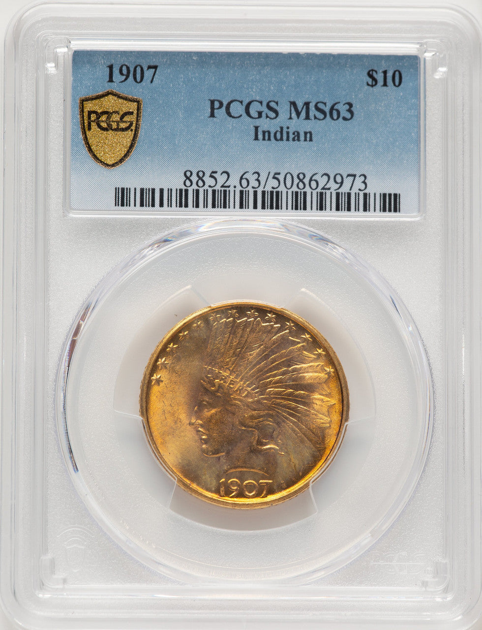 1907 $10 No Motto Indian Eagle PCGS MS63 (507594013)