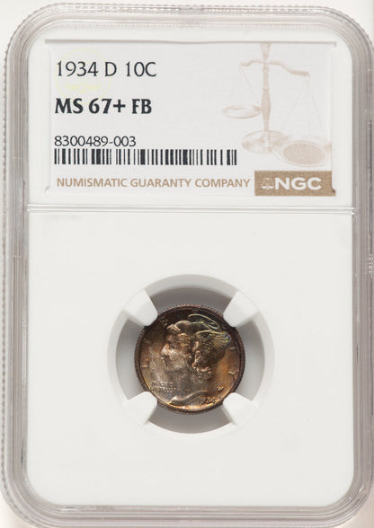 1934-D 10C FB Mercury Dime NGC MS67+