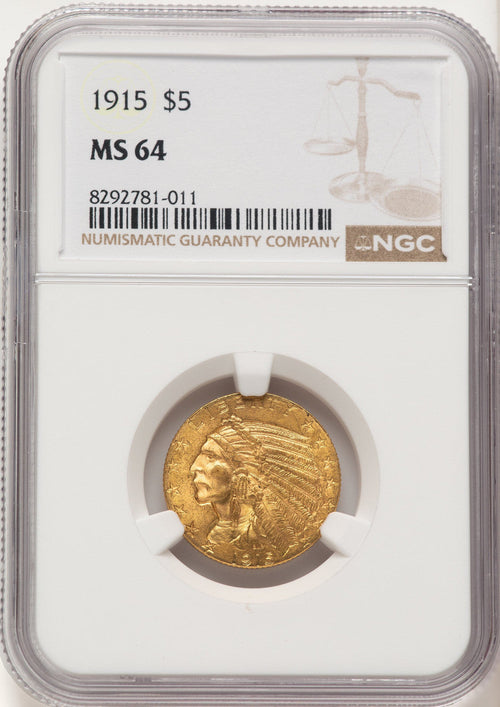 1915 $5 Indian Half Eagle NGC MS64