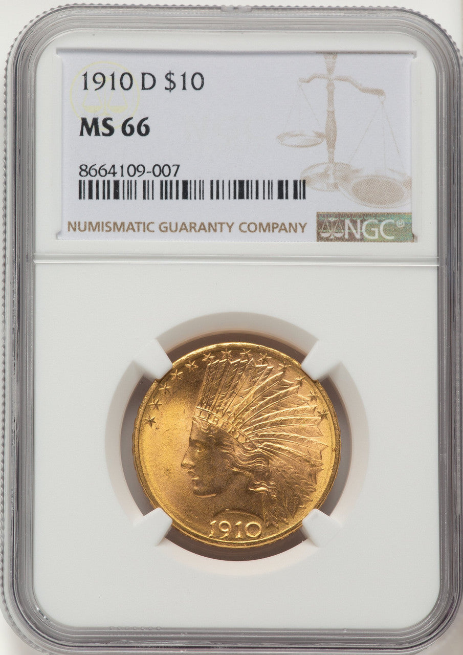 1910-D $10 Indian Eagle NGC MS66