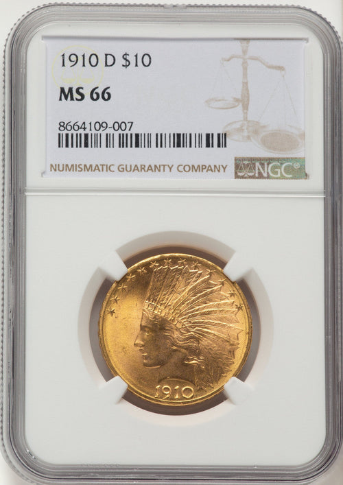 1910-D $10 Indian Eagle NGC MS66