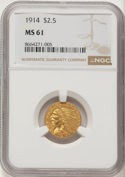 1914 $2.50 Indian Quarter Eagle NGC MS61