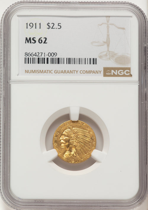 1911 $2.50 Indian Quarter Eagle NGC MS62