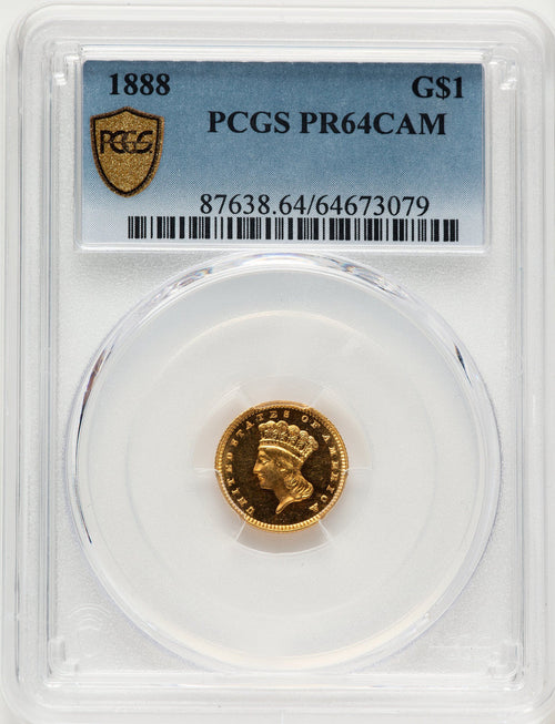 1888 G$1 CA Proof Gold Dollar PCGS PR64