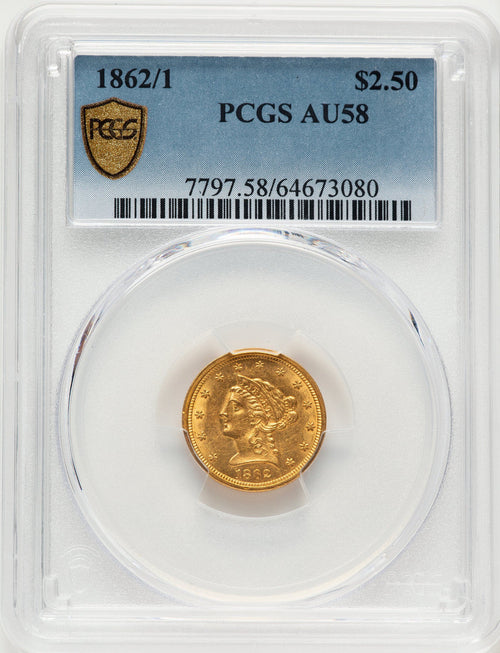 1862/1 $2.50 Liberty Quarter Eagle PCGS AU58