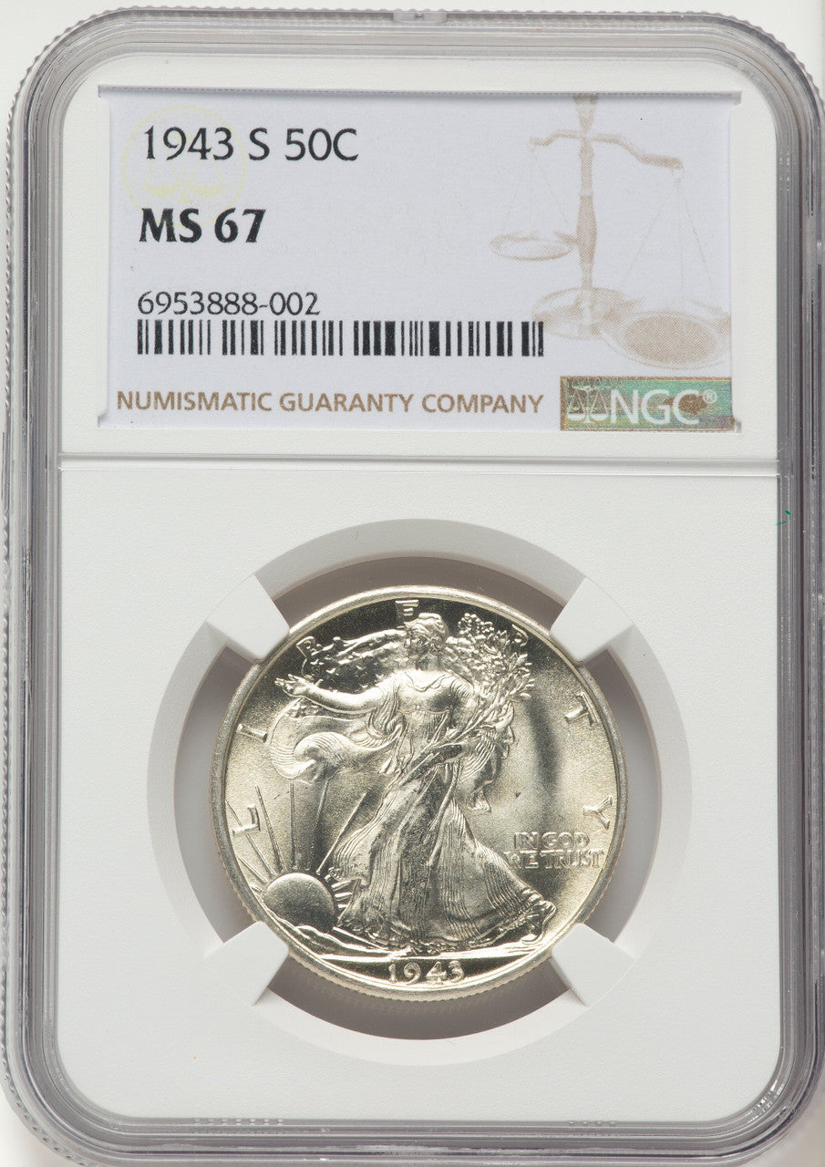 1943-S 50C Walking Liberty Half Dollar NGC MS67