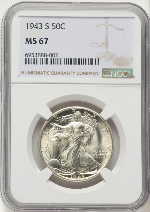 1943-S 50C Walking Liberty Half Dollar NGC MS67