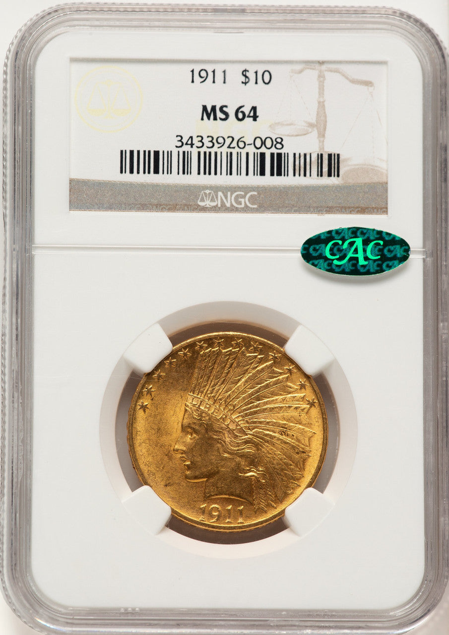 1911 $10 CAC Indian Eagle NGC MS64