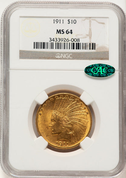 1911 $10 CAC Indian Eagle NGC MS64