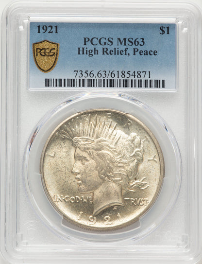 1921 Peace Peace Dollar PCGS MS63