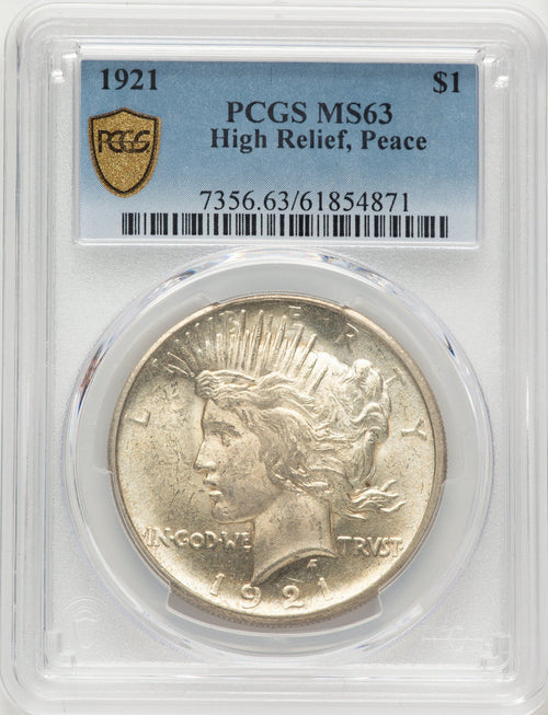 1921 Peace Peace Dollar PCGS MS63