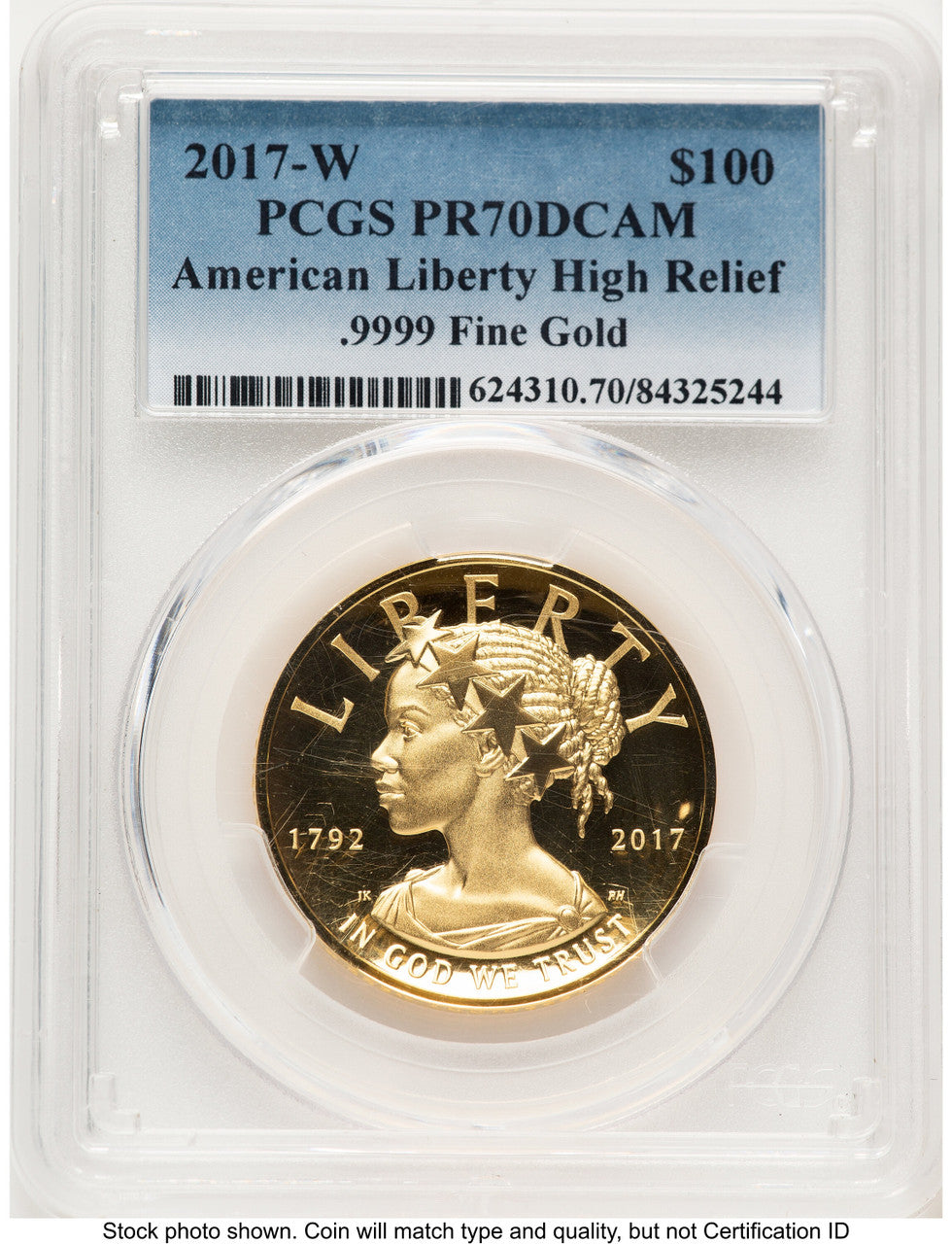 2017-W G$100 American Liberty High Relief Blue Gradient PCGS PR70