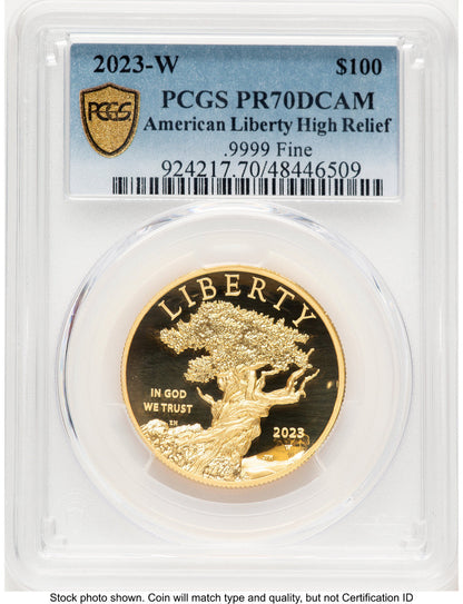 2023-W G$100 American Liberty High Relief Blue Gradient PCGS PR70