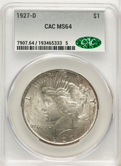 1927-D Peace Dollar CACG MS64