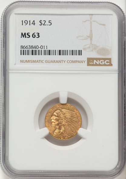 1914 $2.50 Indian Quarter Eagle NGC MS63