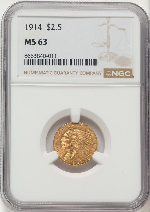 1914 $2.50 Indian Quarter Eagle NGC MS63