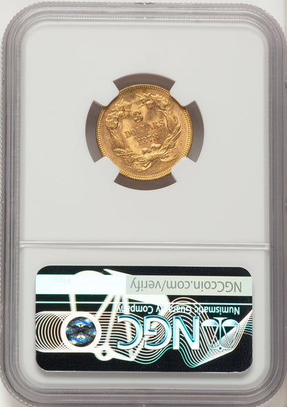 1878 $3 Three Dollar Gold Pieces NGC MS62