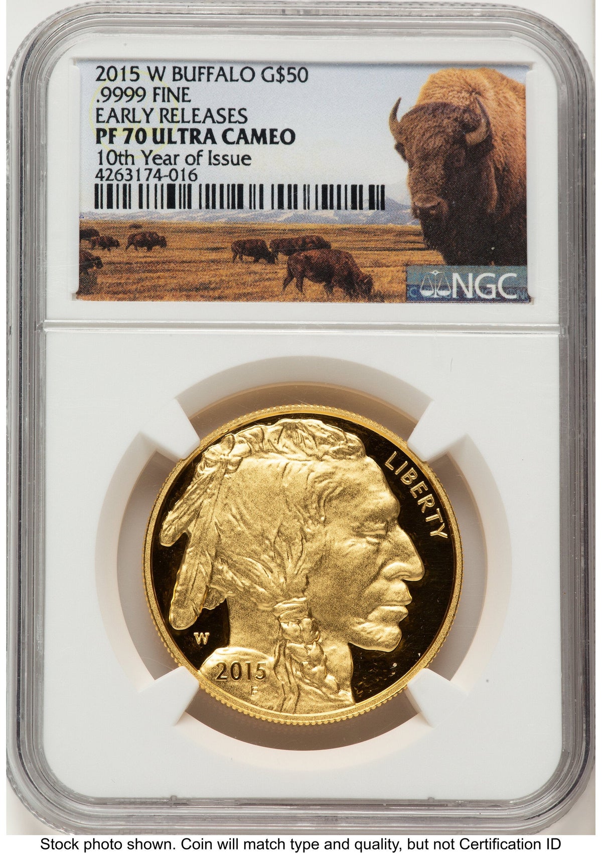 2015-W Proof Gold Buffalo 1 oz ER Bison Label NGC PF70