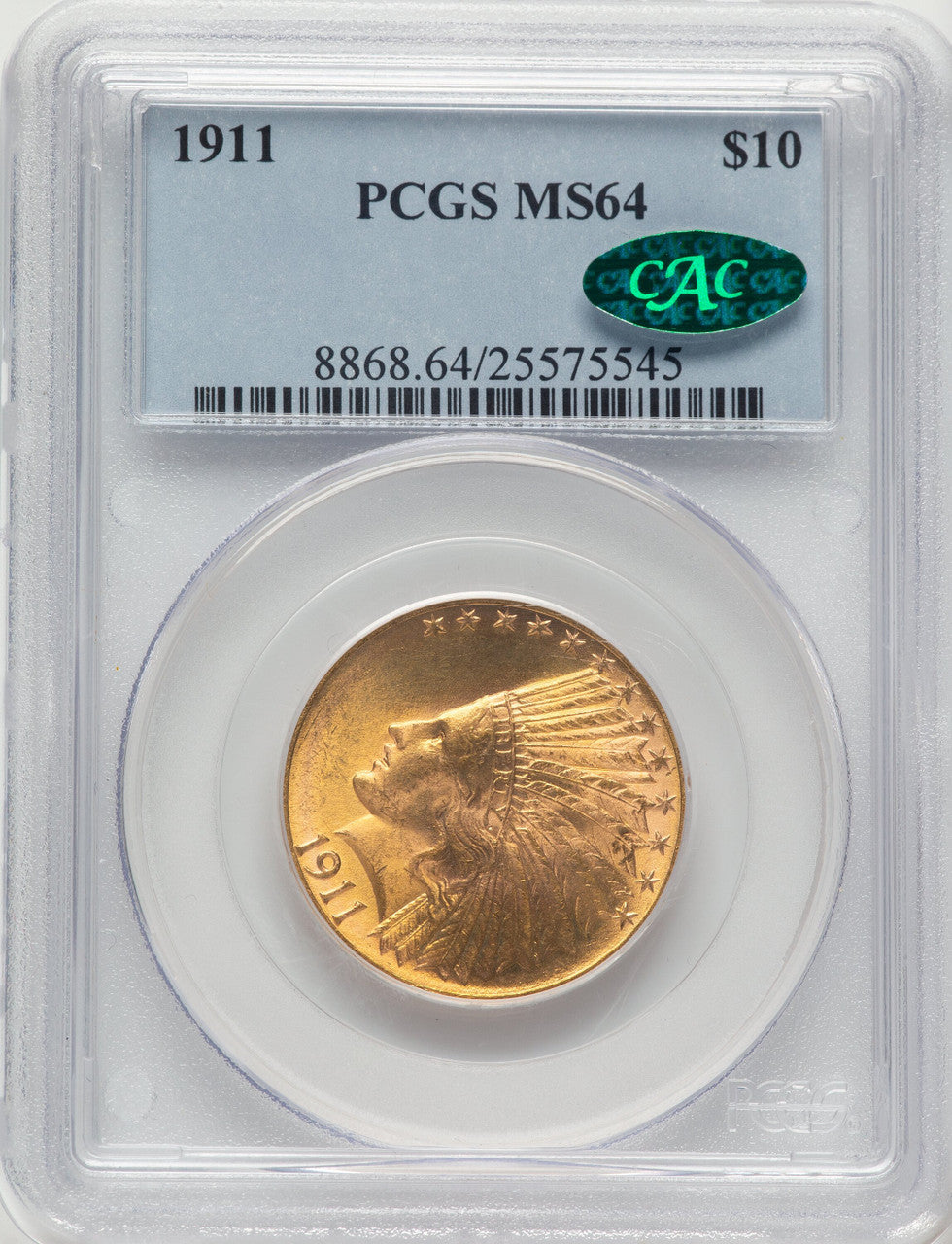 1911 $10 CAC Indian Eagle PCGS MS64