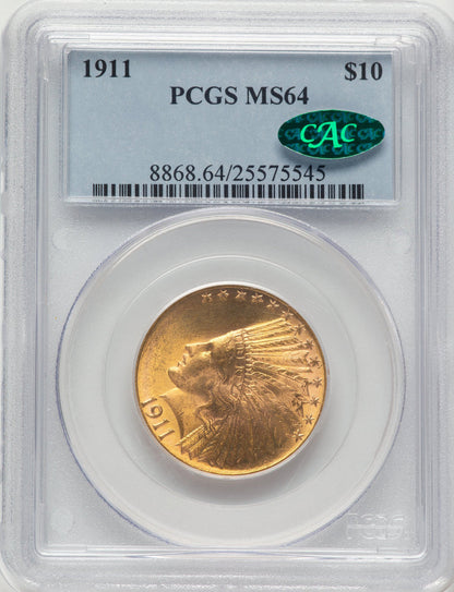 1911 $10 CAC Indian Eagle PCGS MS64
