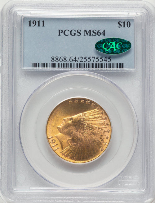 1911 $10 CAC Indian Eagle PCGS MS64