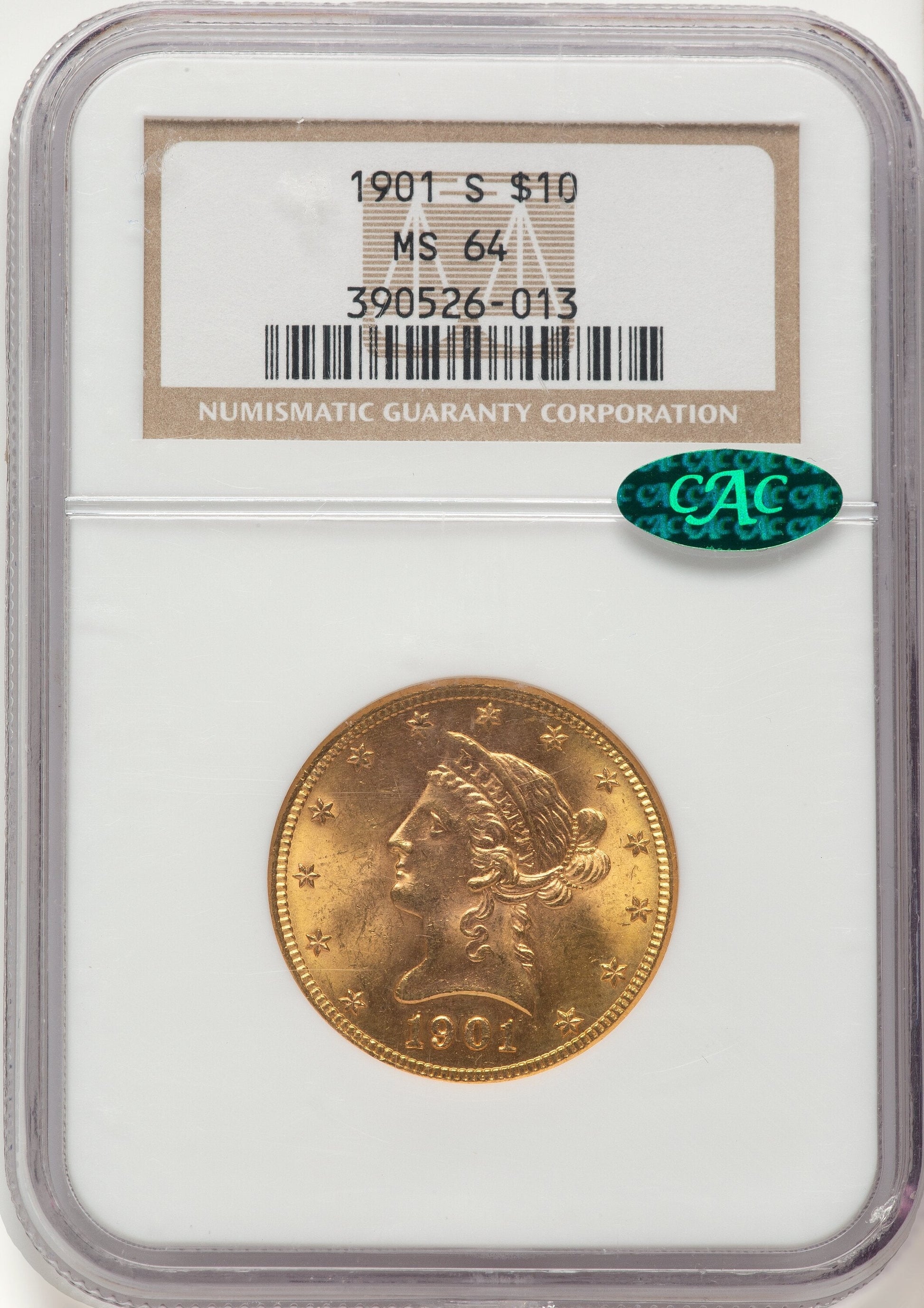 1901-S $10 CAC Liberty Eagle NGC MS64