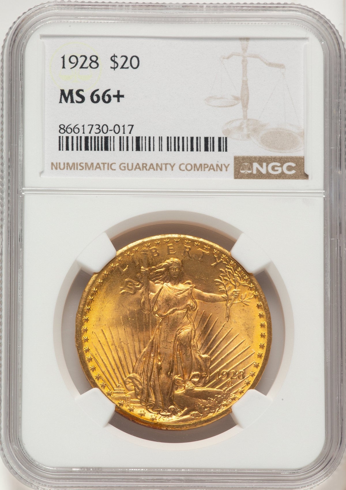1928 $20 Saint-Gaudens Double Eagle NGC MS66+