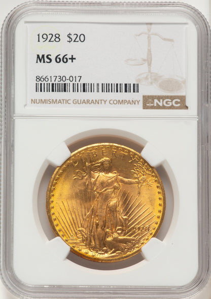 1928 $20 Saint-Gaudens Double Eagle NGC MS66+