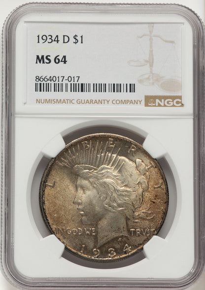 1934-D Peace Dollar NGC MS64
