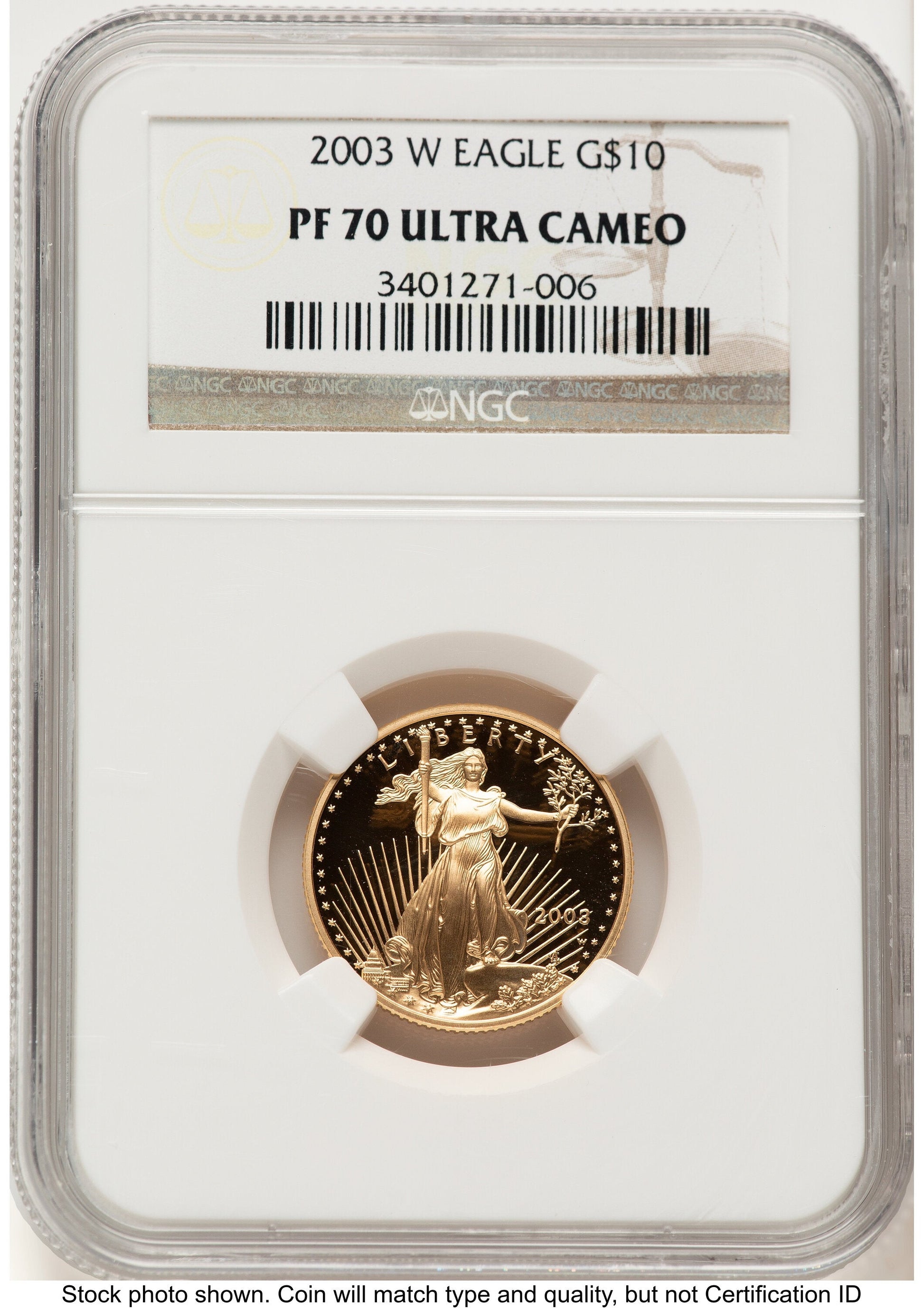 2003-W Proof Gold Eagle 1/4 oz Brown Label NGC PF70