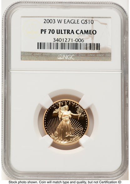 2003-W Proof Gold Eagle 1/4 oz Brown Label NGC PF70