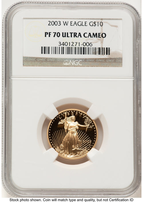 2003-W Proof Gold Eagle 1/4 oz Brown Label NGC PF70