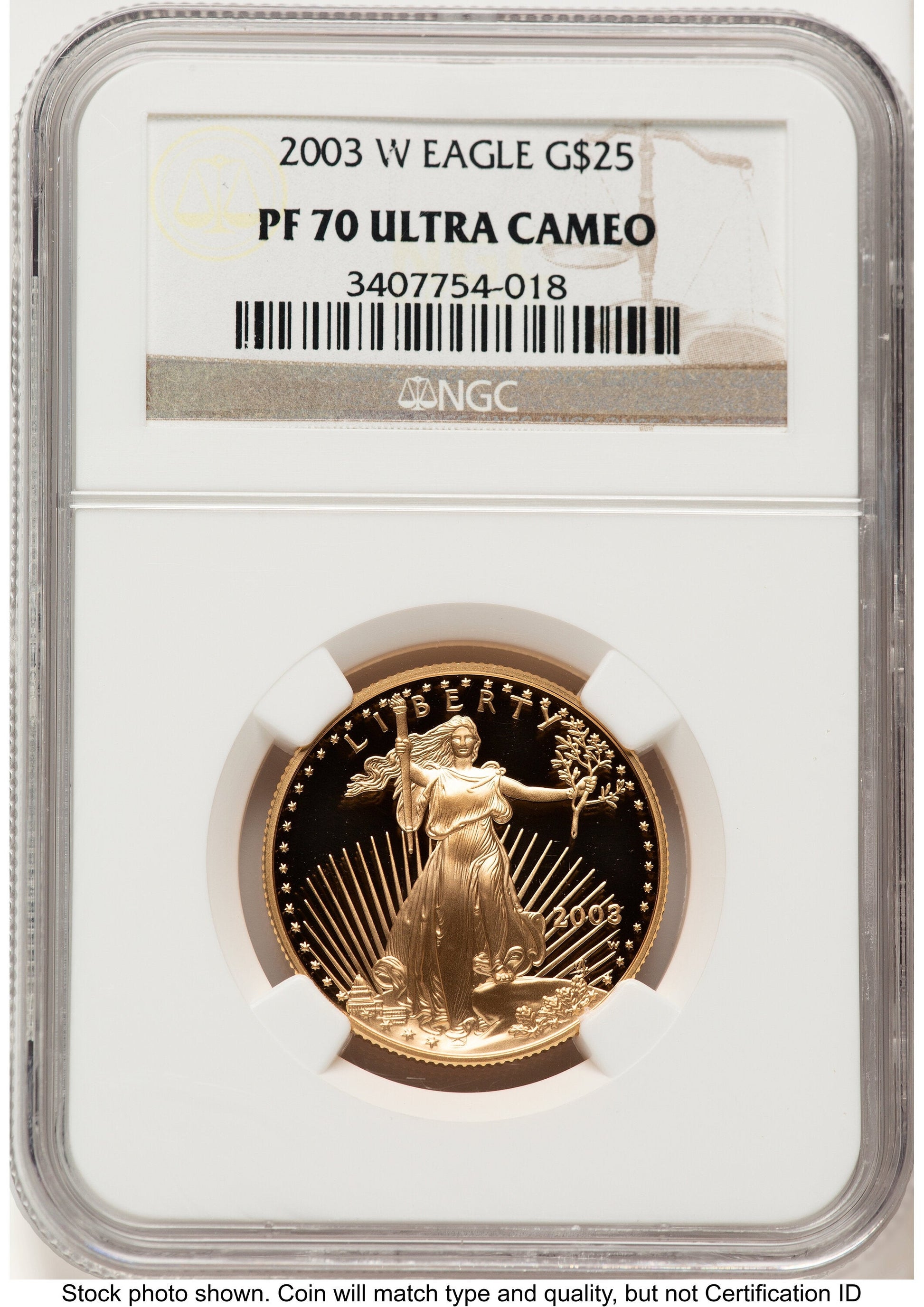 2003-W Proof Gold Eagle 1/2 oz Brown Label NGC PF70