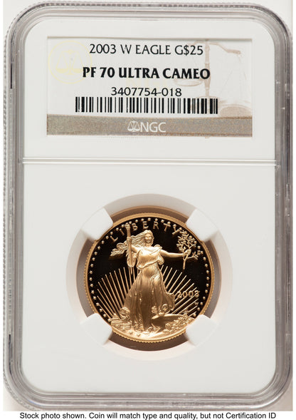 2003-W Proof Gold Eagle 1/2 oz Brown Label NGC PF70
