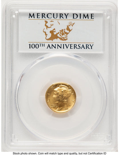 2016-W 10C Mercury Dime 100th Anniversary Gold FS PCGS MS70