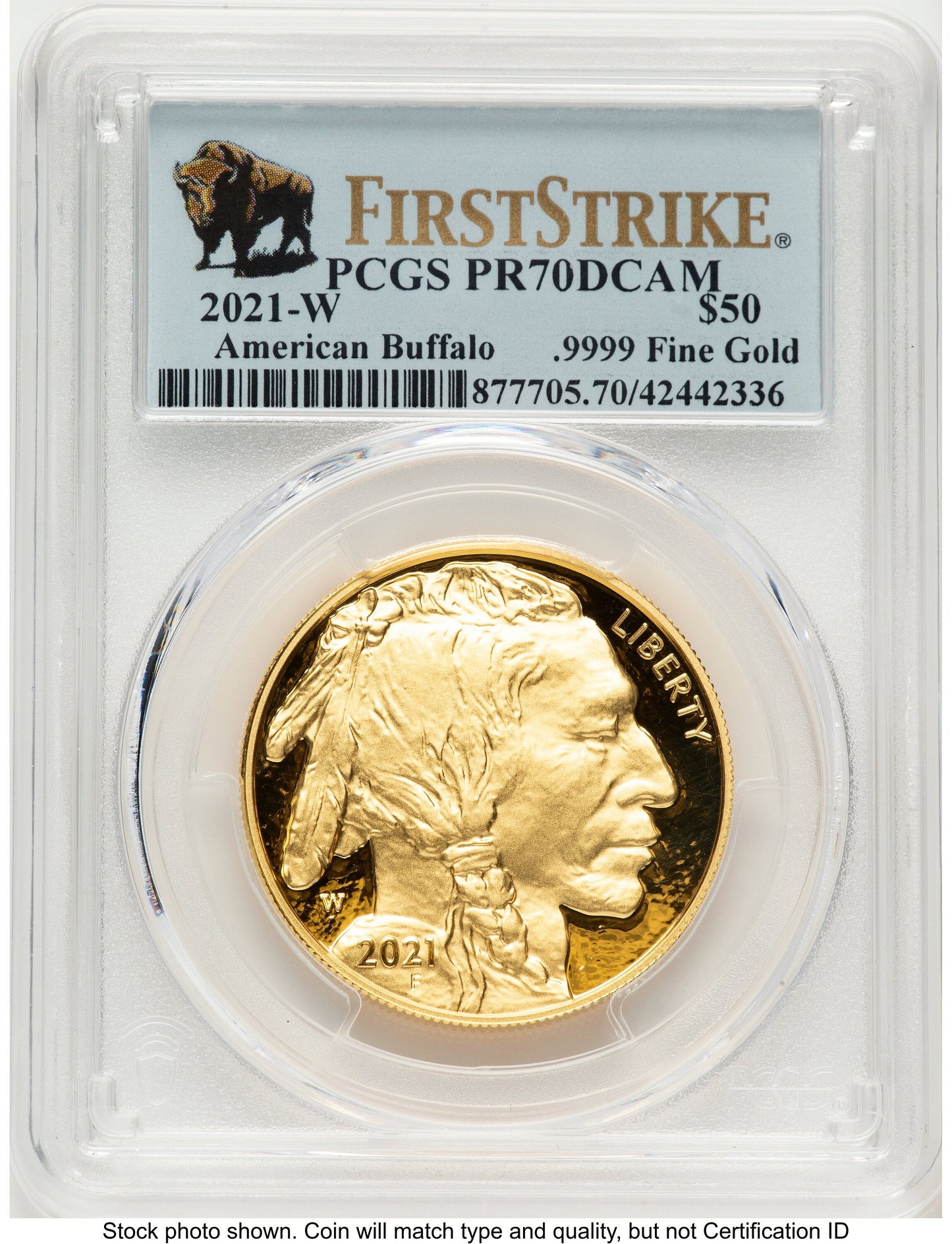 2021-W Proof Gold Buffalo 1 oz FS Bison Label PCGS PR70