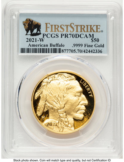 2021-W Proof Gold Buffalo 1 oz FS Bison Label PCGS PR70