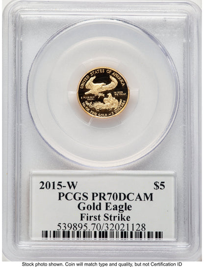 2015-W Proof Gold Eagle 1/10 oz FS Saint Gaudens Label PCGS PR70