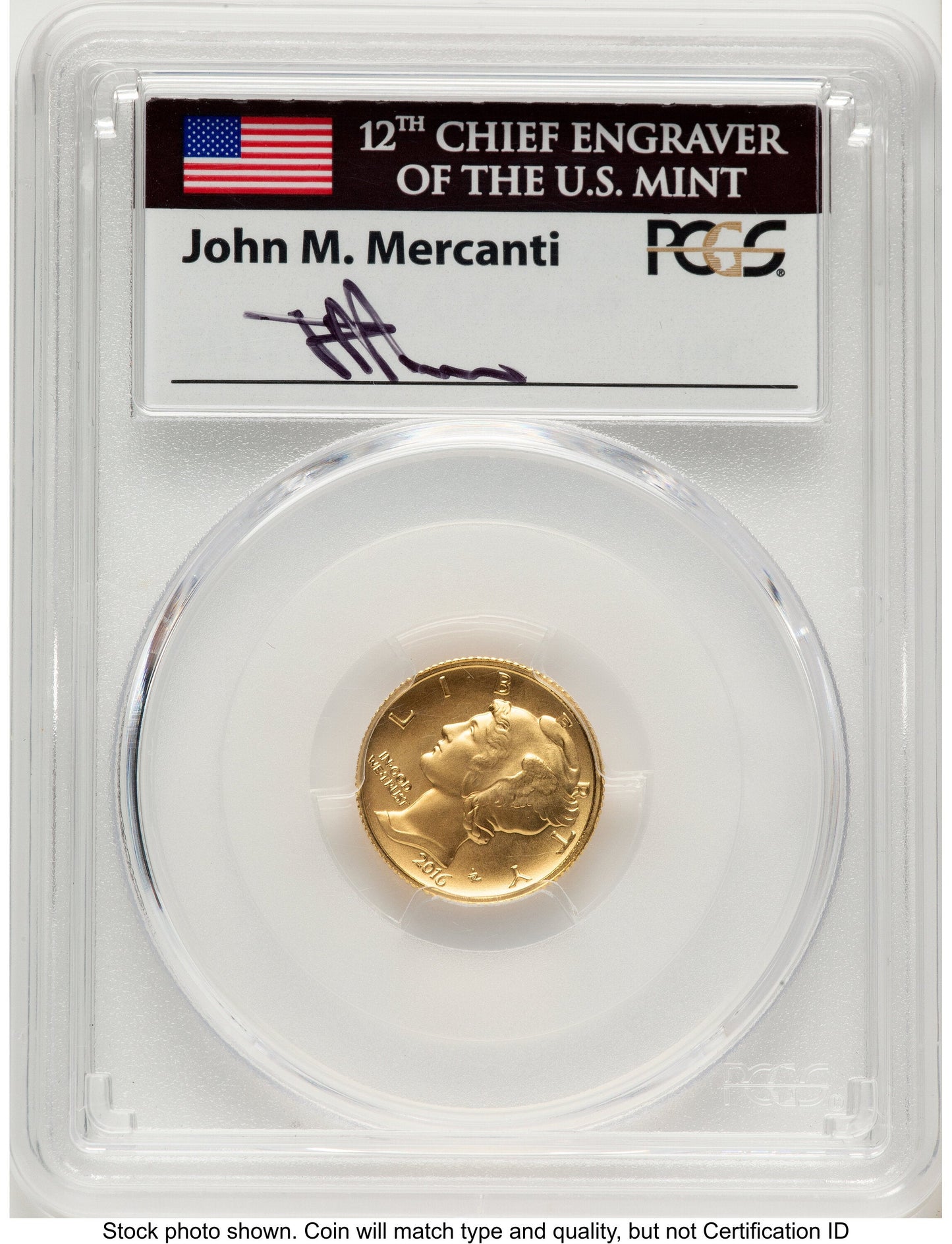 2016-W 10C Mercury Dime 100th Anniversary Gold Centennial FDI John Mercury Dime PCGS MS70 Mercanti