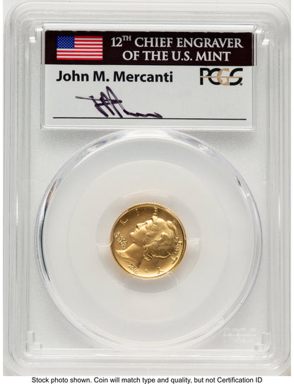 2016-W 10C Mercury Dime 100th Anniversary Gold Centennial FDI John Mercury Dime PCGS MS70 Mercanti
